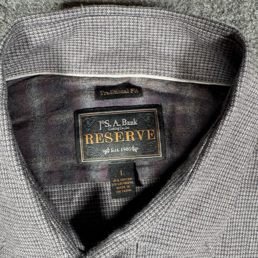 Jos. A. Bank Reserve Traditional Fit Cashmere Blend Gray Long Sleeve Shirt Large - Picture 4 of 7